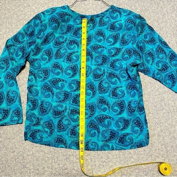 Carole Little Petite Top Key Hole Opening in Back Mermaid Cerulean Size 6P - Picture 7 of 9